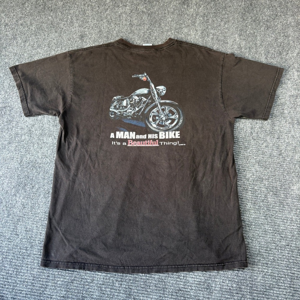 Vintage 2000 Delta Magnum Weight Motorcycle Graphic T-Shirt Mens L Faded Black